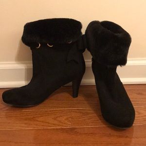 Brand new never worn suede/faux fur booties